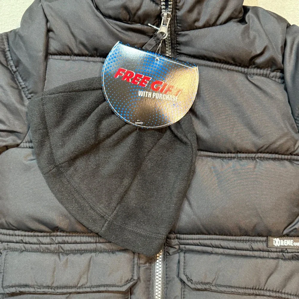 iXtreme Outfitters Puffer Hooded‎  Black Jacket Bonus Hat Boys Size 4T